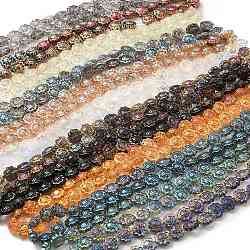 Trasparenti perle di vetro placca fili, arcobaleno placcato, girasole, colore misto, 15x9mm, Foro: 1 mm, circa 44~45pcs/filo, 25.20~25.98 pollice (64~66 cm)