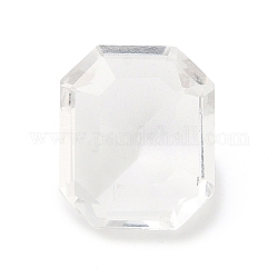 Cabujones de cristal con rhinestone, Rectángulo, facetados, Claro, 12x10x5~6mm