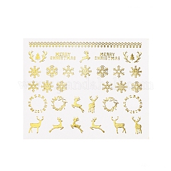 Nail Art Stickers, Self-adhesive, For Nail Tips Decorations, Christmas Theme, Gold, 6.3x5.2cm