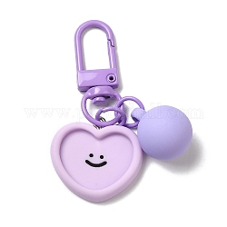 Cartoon-Schlüsselanhänger mit lächelndem Gesicht aus Acryl, mit Candy-Ball-Anhänger und Legierungsbesatz, für Autotaschendekoration, Herz, 62~67 mm