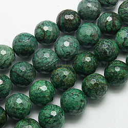 Natural Picture Jasper Beads Strands, Dyed, Faceted, Round, 20mm, Hole: 1mm