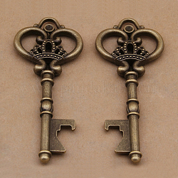 Tibetan Style Alloy Pendants, Skeleton Key, Big Pendants, Antique Bronze, 84x32mm