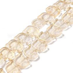 Chapelets de perles en verre transparente  , éléphant, jaune verge d'or clair, 10x12x3mm, Trou: 1mm, Environ 45~48 pcs/chapelet, 17.32 pouce (44 cm)