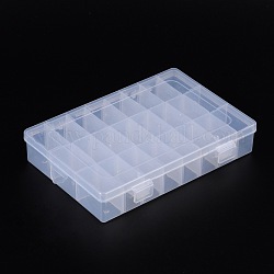 Plastic Bead Storage Containers, Adjustable Dividers Box, Clear, 20x14x3.7cm