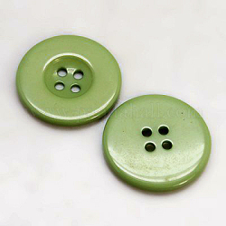 Пуговицы из смолы, окрашенные, плоско-круглые, темно-зеленый, 18x3 мм