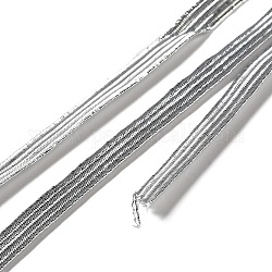 Glitzernde flache elastische Kordel/Band, mit Gummi innen, Gurtzeug Nähzubehör, Grau, 7 mm, ungefähr 2.19 yards (2m)/pc