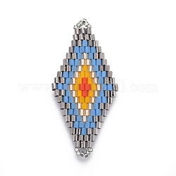 Liens de perles de rocaille japonaises miyuki & toho, motif de tissage, losange, lumière bleu ciel, 43~44.1x19.4~20.2x1.6~1.8mm, Trou: 1.6~1.8mm