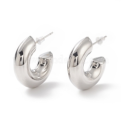 Boucles d'oreilles en forme de c en laiton, boucles d'oreilles demi-créoles pour femmes, sans cadmium et sans plomb, platine, 25.5x25x7mm, pin: 0.9 mm
