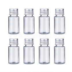 Botellas de líquido de plástico para mascotas de 10 ml, hombro plano, con tapones de rosca de aluminio, Claro, 5.3x2.3cm, capacidad: 10ml (0.34 fl. oz)