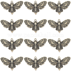 SUNNYCLUE 1 Box 30Pcs Moth Charms Bulk Skull Butterfly Charms Bronze Alloy Skulls Flying Insect Butterflies Halloween Gothic Tibetan Charm for Jewelry Making Charms Women DIY Necklaces Earrings