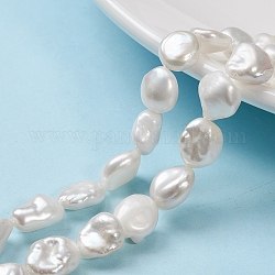 Perle baroque naturelle perles de perles de keshi, perle de culture d'eau douce, pépites, floral blanc, 8~23x8~15x5~12mm, Trou: 0.2mm, Environ 28 pcs/chapelet, 14.96 pouce (38 cm)