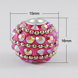 Handmade Indonesia Beads, with Aluminum Cores, Fuchsia, 15x16mm, Hole: 3mm