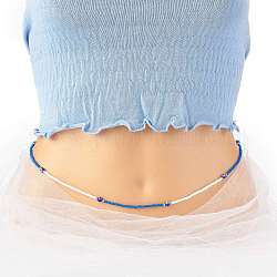 Elastische Taillenperlenketten mit bösem Blick und Glassaatperlen, Sommerkörperketten, Bikini-Schmuckketten für Frauen Mädchen, königsblau, 31-1/2 Zoll (80 cm)