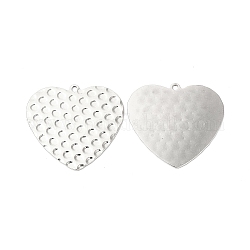 304 Stainless Steel Pendants, Heart Charms, Stainless Steel Color, 27.5x30x0.8mm, Hole: 1.6mm