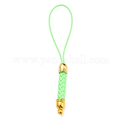 Korean Polyester Thread Pendants Decorations, with Golden Tone Brass Findings, Lime, 73mm, Hole: 1.6mm