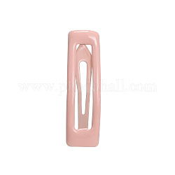 Iron Snap Hair Clips Findings, DIY Hair Accessories Making, with Enamel, Rectangle, PeachPuff, 70mm