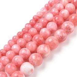 Chapelets de perles en jade persan naturel, teinte, ronde, rose, 6mm, Trou: 1mm, Environ 62 pcs/chapelet, 16 pouce