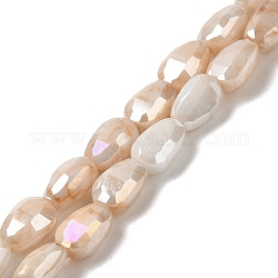 Chapelets de perles en verre électroplaqué, arc-en-ciel plaqué, facette, larme, peachpuff, 6.5x4.5x3.5mm, Trou: 1mm, Environ 70 pcs/chapelet, 17.72'' (45 cm)
