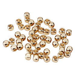 Messing Würfel Perlen, Cadmiumfrei und Nickel frei und Bleifrei, golden, 3x3x3 mm, Bohrung: 1 mm, ca. 50 Stk. / Beutel, Verpackungsgröße: 74x105 mm