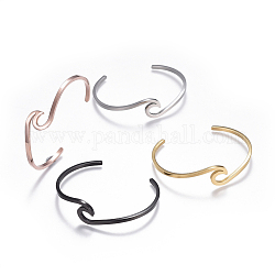 304 Stainless Steel Cuff Bangles, Mixed Color, 2-1/4 inchx1-3/4 inch(5.65x4.6cm)
