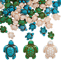 Sunnyclue 1 caja de 120 cuentas de tortuga a granel de tortuga marina, cuentas azules, verdes y blancas, cuentas de tortuga sintéticas howlita turquesa, cuentas espaciadoras sueltas de animales del océano de verano para hacer joyas, kit de cuentas DIY