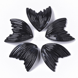 Pendentifs acryliques, style de pierres fines imitation, ailier, noir, 27x25.5x3mm, Trou: 2mm