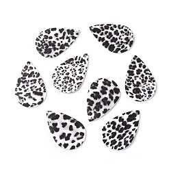 Gros pendentifs en cuir pu, larme, motif imprimé léopard, colorées, 56x36x1.8mm, Trou: 2mm