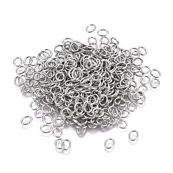 304 anelli di salto in acciaio inox, anelli di salto aperti, ovale, colore acciaio inossidabile, 5x4x0.6mm, diametro interno: 2.5x3.5mm