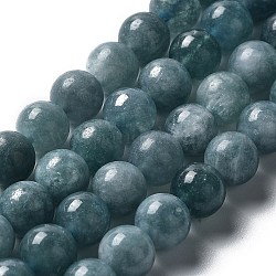Billes de jade naturelles de teint en malaisades teintes, ronde, bleu cadet, 8mm, Trou: 1mm, Environ 22~24 pcs/chapelet, 7.48~7.87 pouce (19~20 cm)