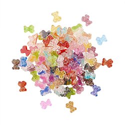 120Pcs 12 Colors Resin Cabochons, with Glitter Powder, for Nail Art Decoration Accessories, Bear, Mixed Color, 7x6mm, 10pcs/color