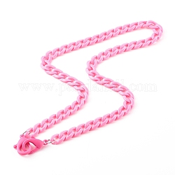 Персонализированные ожерелья-цепочки из акрила, цепочки для очков, цепочки для сумочек, с пластиковыми застежками в виде клешней лобстера, ярко-розовый, 24 дюйм (61 см)