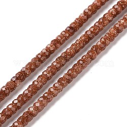 Granos de Goldstone sintético hebras, facetados, rerondana plana, 3x2mm, agujero: 0.6 mm, aproximamente 165 pcs / cadena, 14.96'' (38 cm)