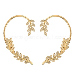Clear Cubic Zirconia Leaf Wrapped Stud Earrings, Brass Half Hoop Earrings for Women, Golden, 50x39.5x8.5mm, Pin: 1mm