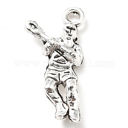 Pendente in lega stile tibetano, giocatore di hockey, argento antico, 23x11x4mm, Foro: 1.8 mm