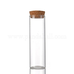 コラムガラス瓶ガラス瓶  木製のコルクと  ウィッシングボトル  ビーズの容器  透明  3.7x9cm  容量：70ml（2.37fl.oz）