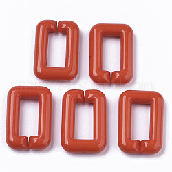 Anelli acrilici opachi collega, connettori a collegamento rapido, per la realizzazione di catene incrociate di gioielli, rettangolo, rosso, 30x20x6mm, diametro interno: 8x18mm, circa 210pcs/500g