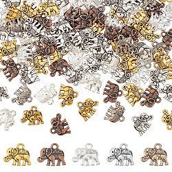 Arricraft 100 pz ciondoli in lega di metallo stile tibetano, cadmio & nichel &piombo libero, elefante, colore misto, 12x14x2.5mm, Foro: 1 mm