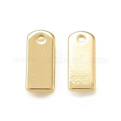 Brass Charms, Rectangle Charm, Real 18K Gold Plated, 10x4.5x1mm, Hole: 1mm