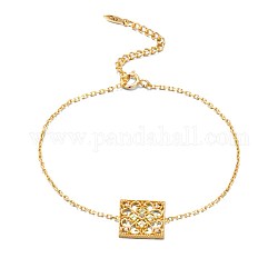 Rechteckiges Gliederarmband mit Zirkonia für Mädchen Damen, 925 Sterling Silber Armbänder für Schmuckgeschenk, golden