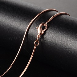 Collares de latón, cadena de serpiente plana, facetados, con el corchete de la langosta, oro rosa, 17 pulgada (43.1 cm), 1mm