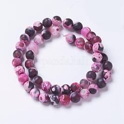 Natürliche Achat Perle Stränge, gefärbt und erhitzt, matt, Runde, Medium violett rot, 8 mm, Bohrung: 1 mm, ca. 48 Stk. / Strang, 14.96 Zoll (38 cm)