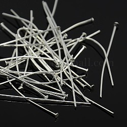 Iron Flat Head Pins, Silver Color, Size: about 0.75~0.8mm thick, 5.0cm long, head: 2mm, about 5000pcs/1000g