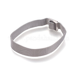 Iron Mesh Chain Bracelet Making, with Magnetic Clasps, Fit Slide Charms, Stainless Steel Color, 9-1/8 inch(23cm), 10x1.5mm