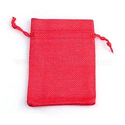 Bolsas con cordón de imitación de poliéster bolsas de embalaje, para la Navidad, Fiesta de bodas y embalaje artesanal de diy, rojo, 9x7 cm