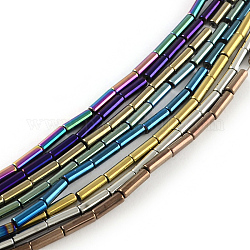 Tubo placcato ematite sintetico non magnetico fili di perline, colore misto, 9x3mm, Foro: 1 mm, circa 45pcs/filo, 15.7 pollice