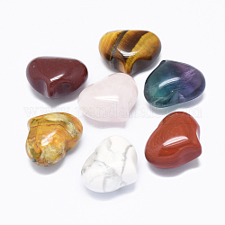 Piedra natural mixto, corazón amor piedra, piedra de palma de bolsillo para el equilibrio de reiki, 20~21x25~25.5x13~14mm