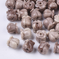 Perles de corail synthétiques, teinte, deux tons, tulipe, brun rosé, 8.5x8mm, Trou: 1.5mm