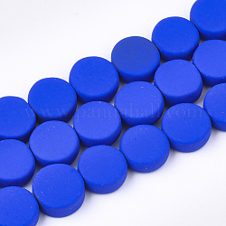 Spray gemalt unmagnetische synthetischen Hämatitkornen Stränge, Flachrund, Blau, 10x4 mm, Bohrung: 1 mm, ca. 44 Stk. / Strang, 15.7 Zoll