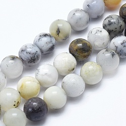 Natural White African Opal Beads Strands, Round, 8~8.5mm, Hole: 1mm, about 47pcs/strand, 15 inch(38.1cm)