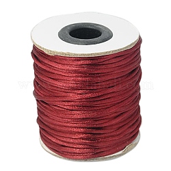 Nylon Cord, Satin Rattail Cord, for Beading Jewelry Making, Chinese Knotting, Dark Red, 2mm, about 50yards/roll(150 feet/roll)